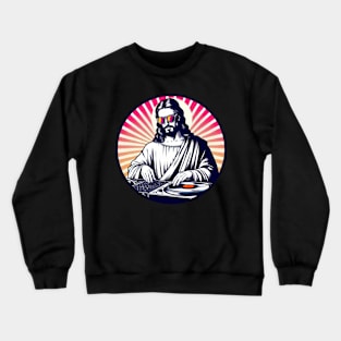 music DJ jesus Crewneck Sweatshirt